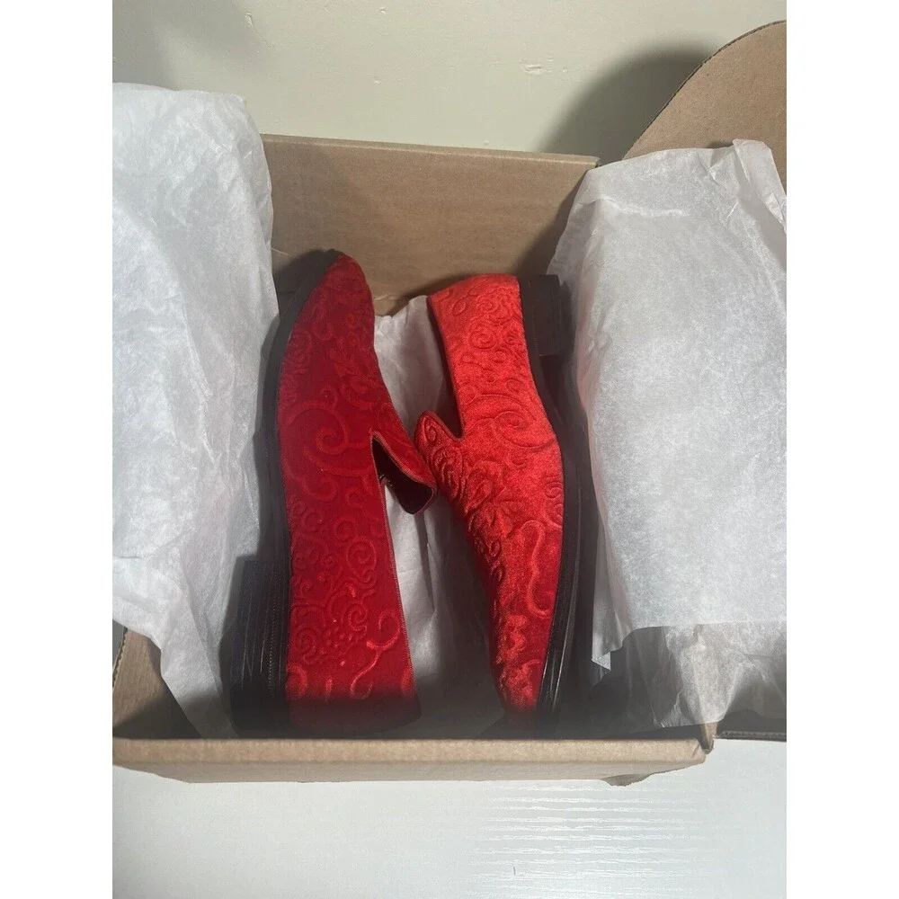 Stacy Adams Mens Red Velvet Party Tuxedo Shoes Size 8